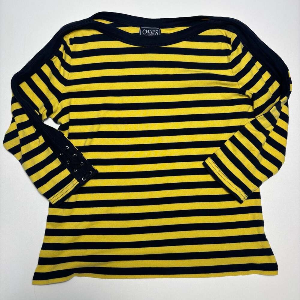 Chaps Classics Striped Shirt Size L Yellow Black